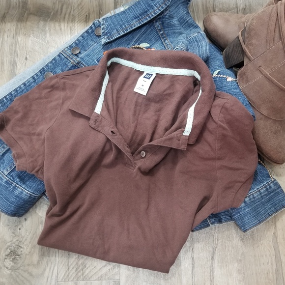 GAP Sz. M Juniors Brown Polo Shirt - Picture 3 of 5